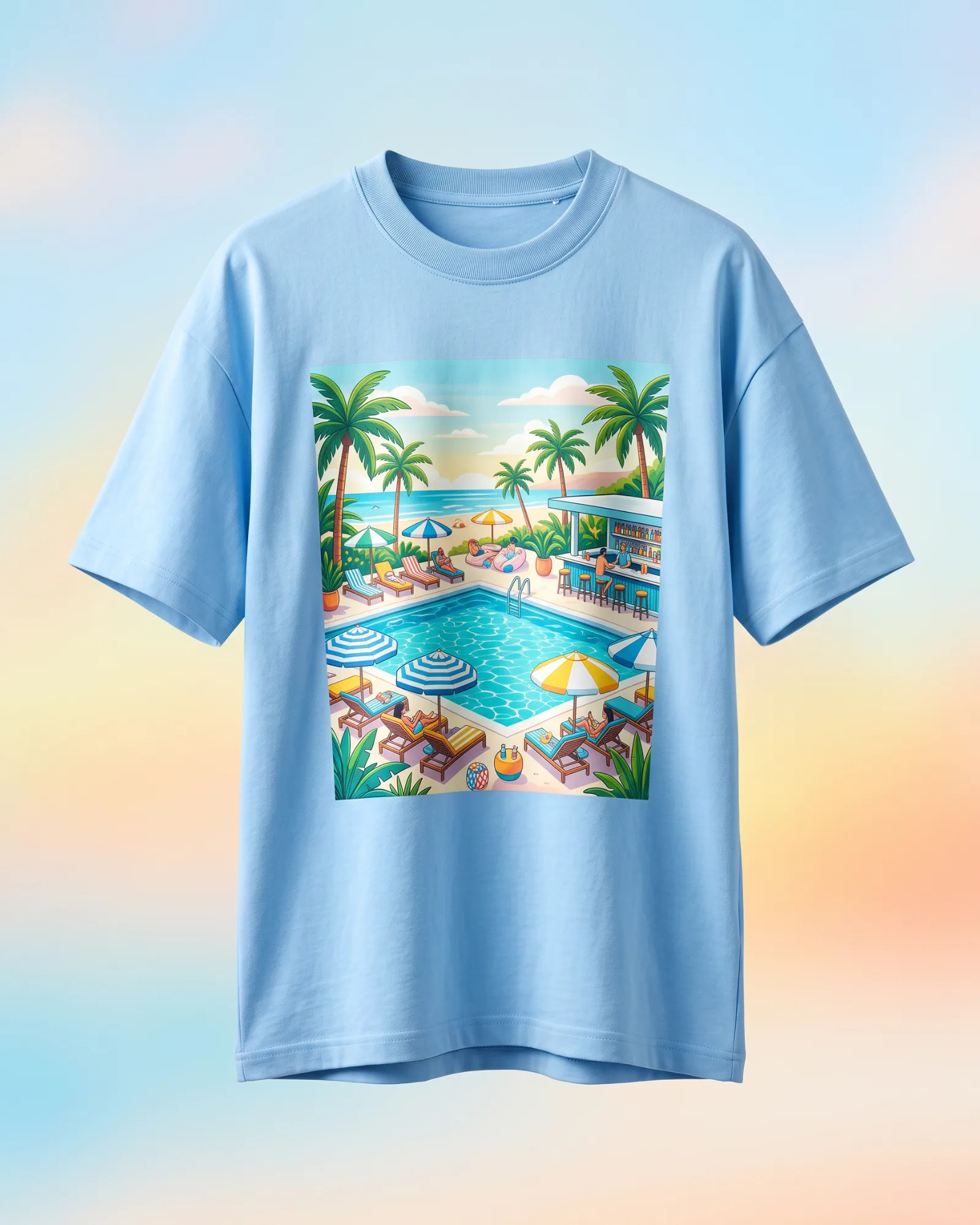 Freshirt Beach Club Tee sky-blue — front