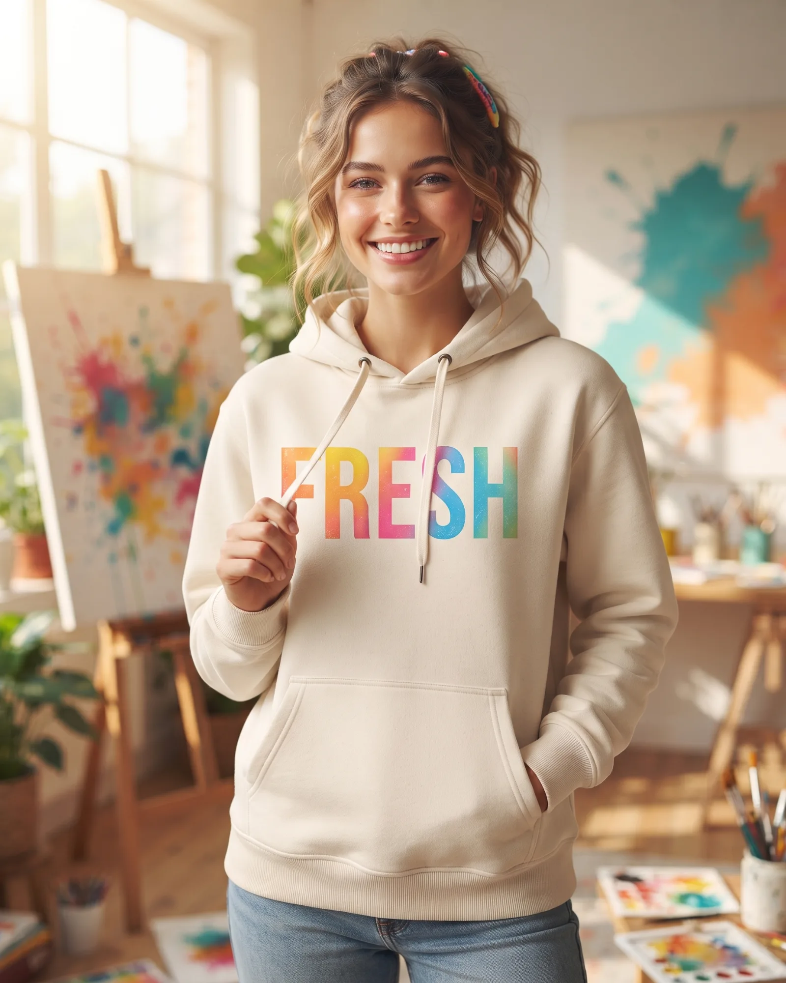 Freshirt Fresh Type Hood cream — on model