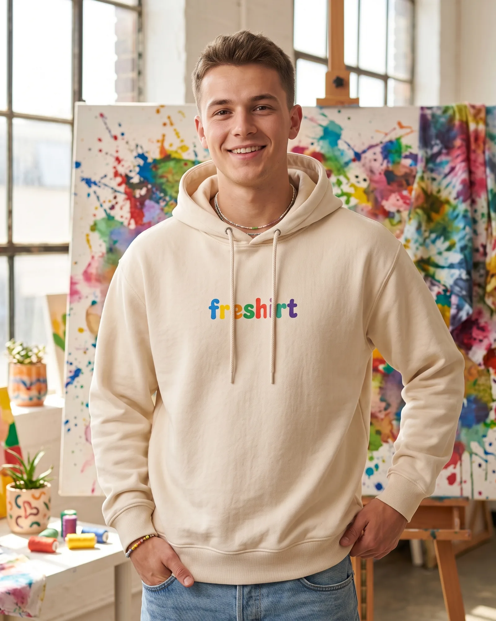 Freshirt Freshirt Hood cream — on model