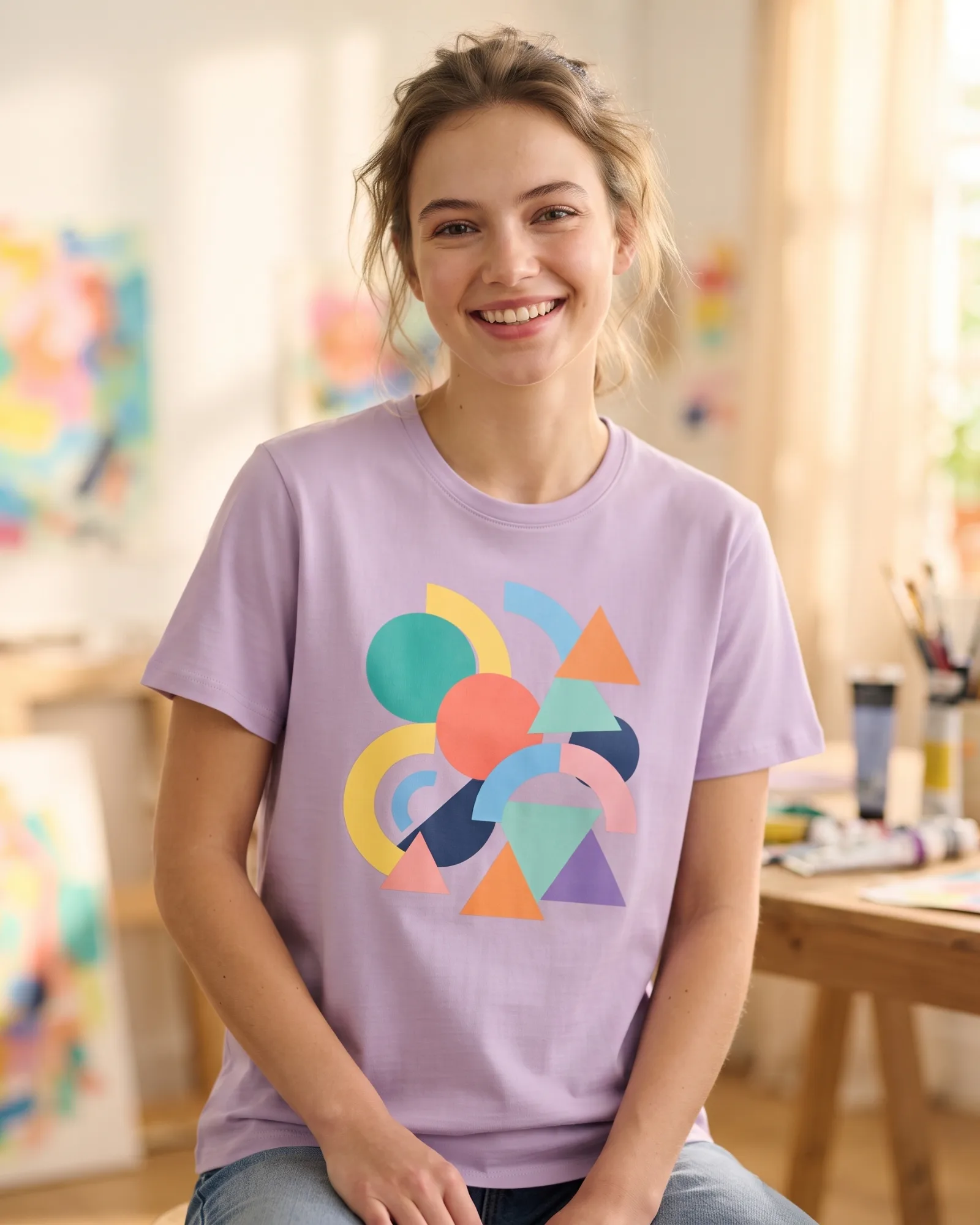 Freshirt Shapes Tee lavender — on model